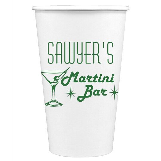 Retro Martini Bar Paper Coffee Cups